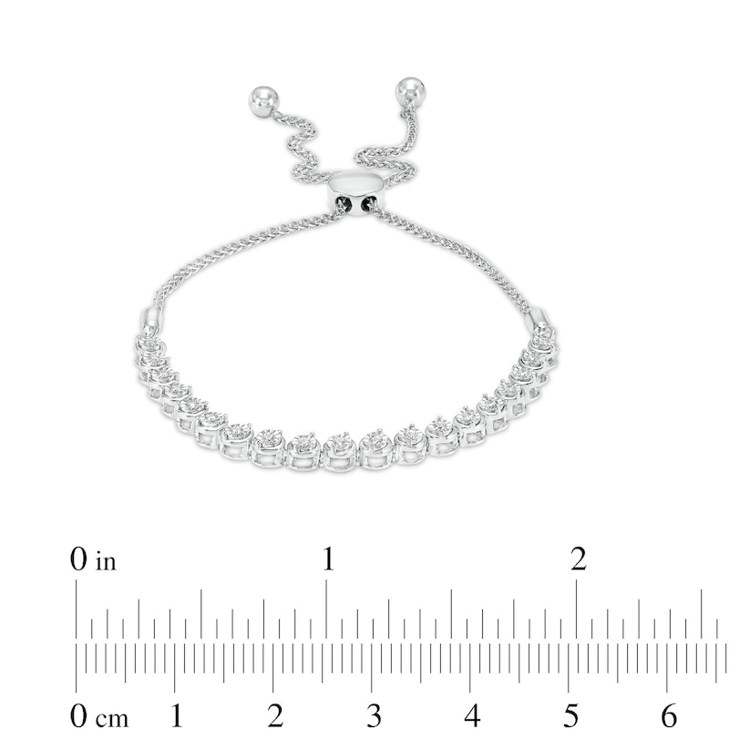 Main Image 3 of 1/6 CT. T.W. Diamond Line Bolo Bracelet in Sterling Silver – 9.5"