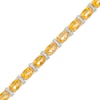 Thumbnail Image 0 of Oval Citrine and Diamond Accent Alternating Line Bracelet in Sterling Silver with 18K Gold Plate – 7.25"