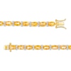 Thumbnail Image 3 of Oval Citrine and Diamond Accent Alternating Line Bracelet in Sterling Silver with 18K Gold Plate – 7.25"
