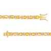 Thumbnail Image 2 of Oval Citrine and Diamond Accent Alternating Line Bracelet in Sterling Silver with 18K Gold Plate – 7.25"