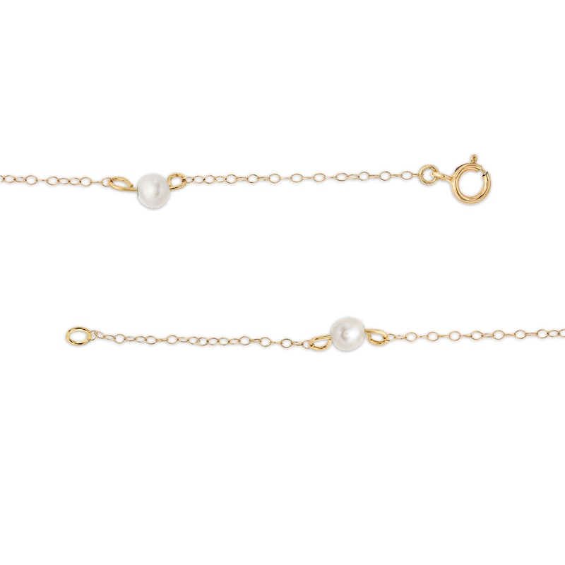 Main Image 3 of Child's 3.5mm Freshwater Cultured Pearl Trio Station Bracelet in 14K Gold – 6"