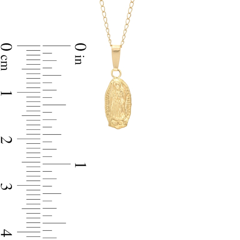 Main Image 2 of Child's Textured Virgin Mary Oval Medallion Pendant in 14K Gold - 13"