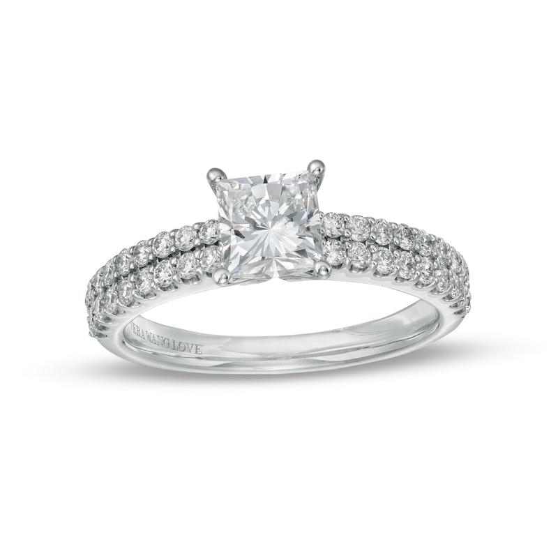 TRUE Lab-Created Diamonds by Vera Wang Love 1-1/2 CT. T.W. Double Row Shank Engagement Ring in 14K White Gold (F/VS2)