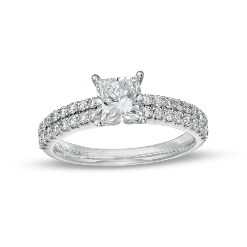 Main Image 1 of Vera Wang Love Collection 1-1/2 CT. T.W. Certified Lab-Grown Diamond Double Row Shank Engagement Ring in 14K White Gold