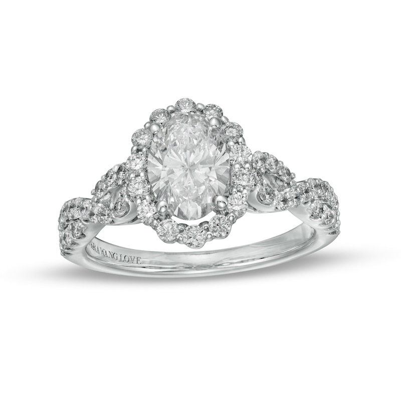 Main Image 1 of Vera Wang Love Collection 1-5/8 CT. T.W. Certified Lab-Grown Diamond Twist Shank Engagement Ring in 14K White Gold