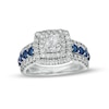 Thumbnail Image 1 of Vera Wang Love Collection 2 CT. T.W. Certified Lab-Grown Diamond Engagement Ring with Blue Sapphires in 14K White Gold
