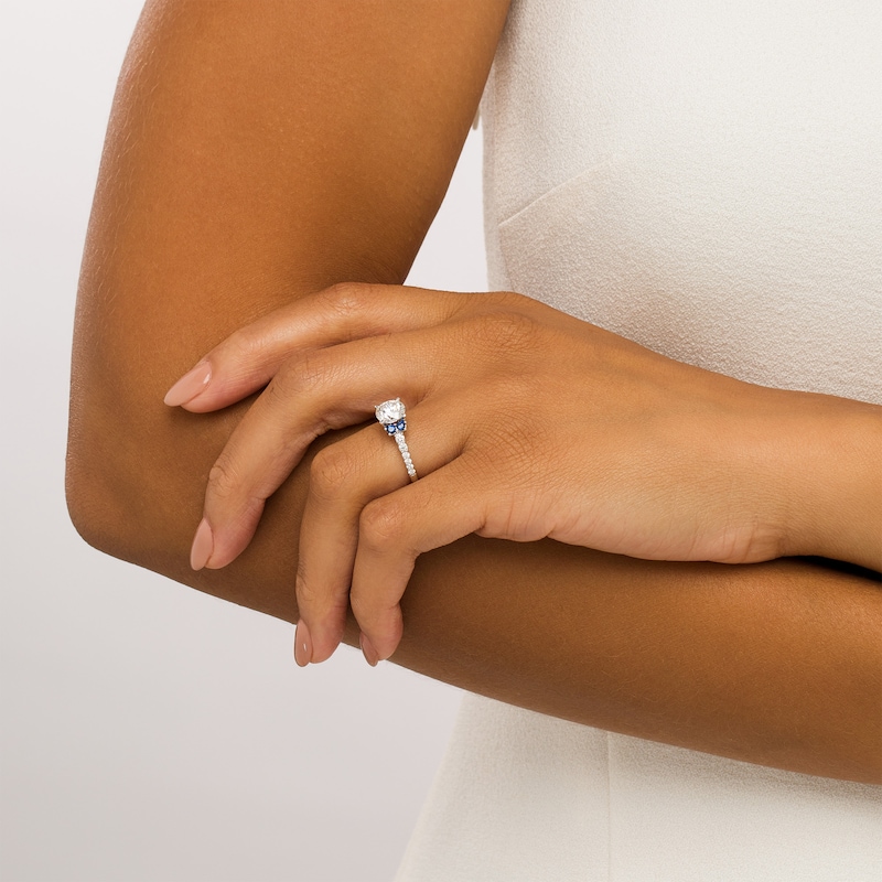 Main Image 2 of Vera Wang Love Collection 1-3/4 CT. T.W. Certified Lab-Grown Diamond Engagement Ring with Blue Sapphires in 14K White Gold