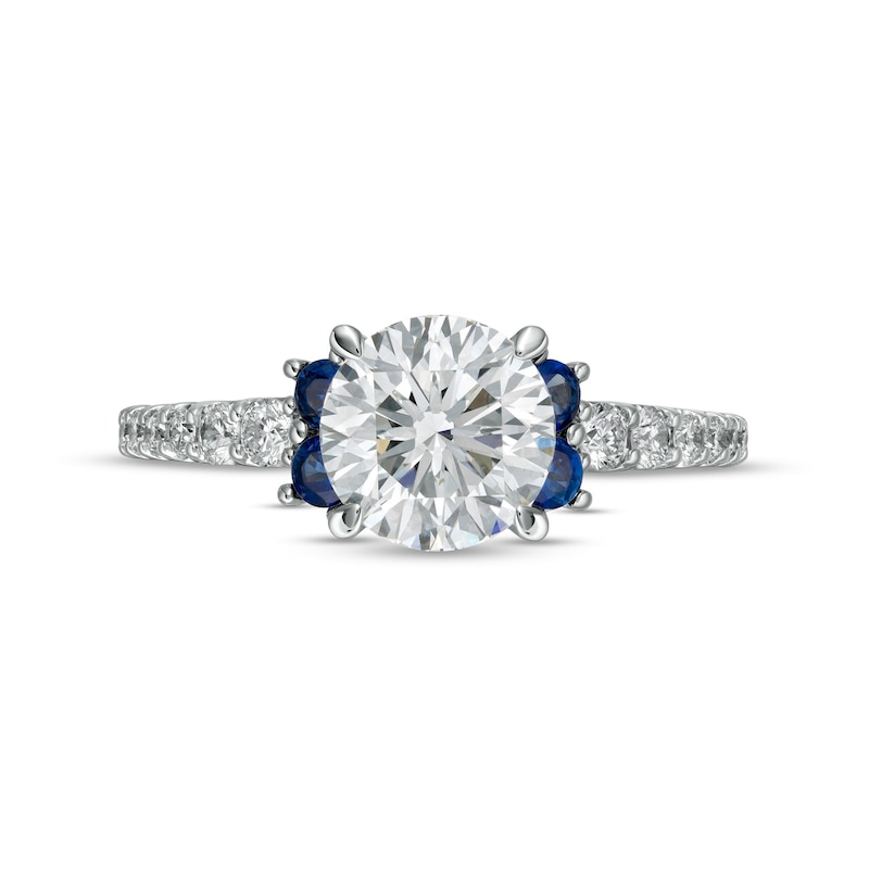 Main Image 4 of Vera Wang Love Collection 1-3/4 CT. T.W. Certified Lab-Grown Diamond Engagement Ring with Blue Sapphires in 14K White Gold