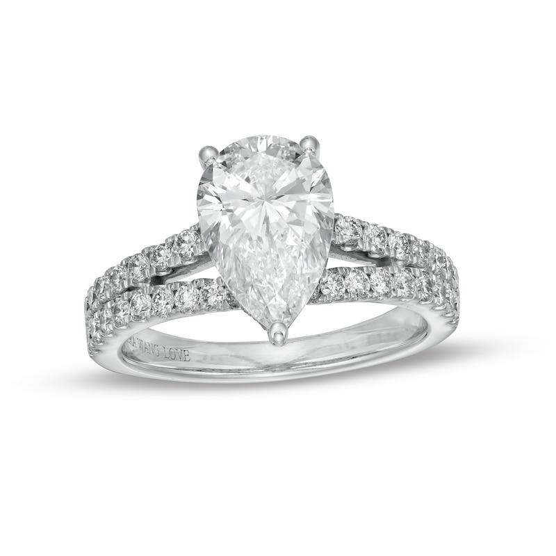 Main Image 1 of TRUE Lab-Grown Diamonds by Vera Wang Love 2-3/4 CT. T.W. Split Shank Engagement Ring in 14K White Gold (F/VS2)