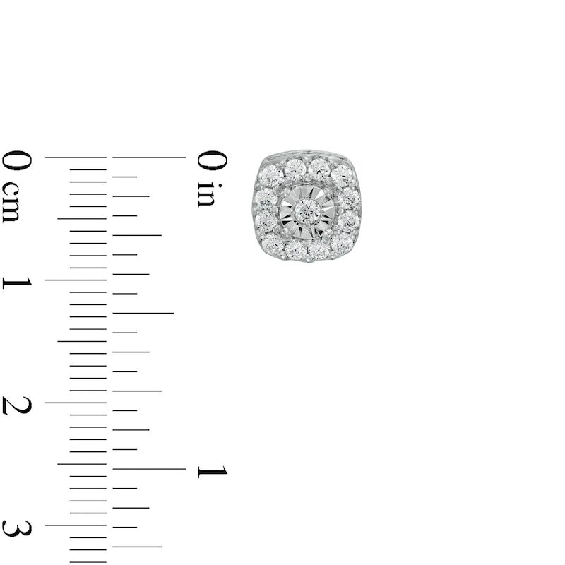 Main Image 4 of 1 CT. T.W. Diamond Cushion-Shaped Frame Pendant and Stud Earrings Set in Sterling Silver