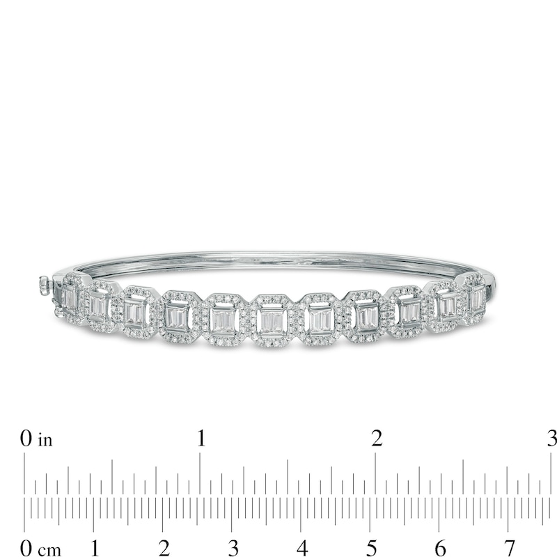 Main Image 3 of 1-3/4 CT. T.W. Baguette Diamond Ornate Frame Bangle in 10K White Gold