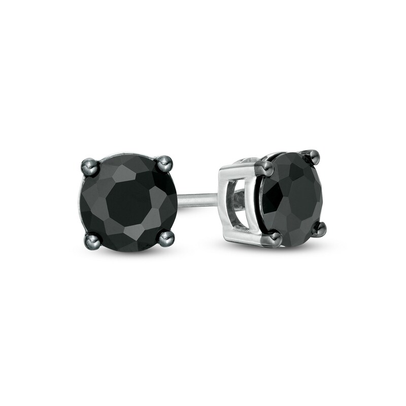 Main Image 1 of 1-1/2 CT. T.W. Black Enhanced Diamond Solitaire Stud Earrings in 10K White Gold