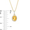 Thumbnail Image 4 of Oval Citrine and White Lab-Created Sapphire Frame Drop Pendant and Ring Set in Sterling Silver with 14K Gold Plate
