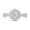 Thumbnail Image 2 of 5/8 CT. T.W. Diamond Hexagon Frame Twist Shank Engagement Ring in 14K White Gold