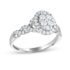 Thumbnail Image 4 of 1-3/8 CT. T.W. Composite Oval Diamond Three Piece Twist Shank Bridal Set in 14K White Gold