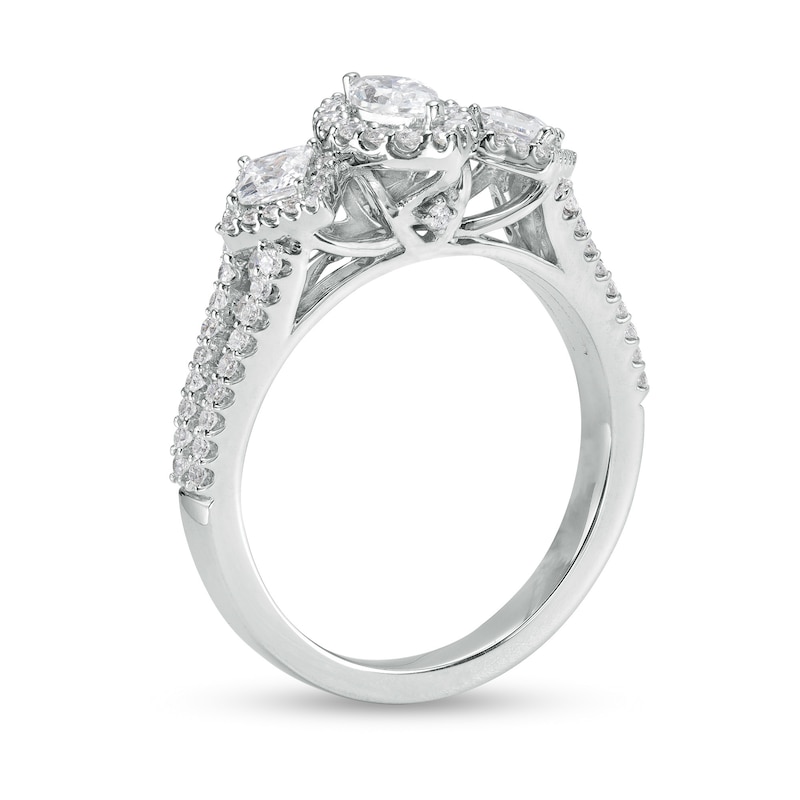 Main Image 3 of 1 CT. T.W. Marquise Diamond Past Present Future® Frame Split Shank Engagement Ring in 14K White Gold