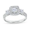 Thumbnail Image 1 of 1-1/6 CT. T.W. Diamond Past Present Future® Cushion-Shaped Frame Double Row Engagement Ring in 14K White Gold