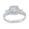 Thumbnail Image 0 of 1-1/6 CT. T.W. Diamond Past Present Future® Cushion-Shaped Frame Double Row Engagement Ring in 14K White Gold