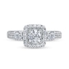 Thumbnail Image 3 of 1-1/6 CT. T.W. Diamond Past Present Future® Cushion-Shaped Frame Double Row Engagement Ring in 14K White Gold