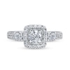 Thumbnail Image 4 of 1-1/6 CT. T.W. Diamond Past Present Future® Cushion-Shaped Frame Double Row Engagement Ring in 14K White Gold