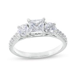 1-1/2 CT. T.W. Princess-Cut Diamond Past Present Future® Engagement Ring in 14K White Gold