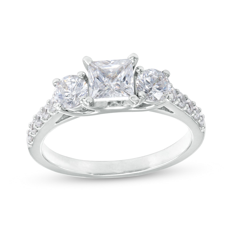 1-1/2 CT. T.W. Princess-Cut Diamond Past Present Future® Engagement Ring in 14K White Gold