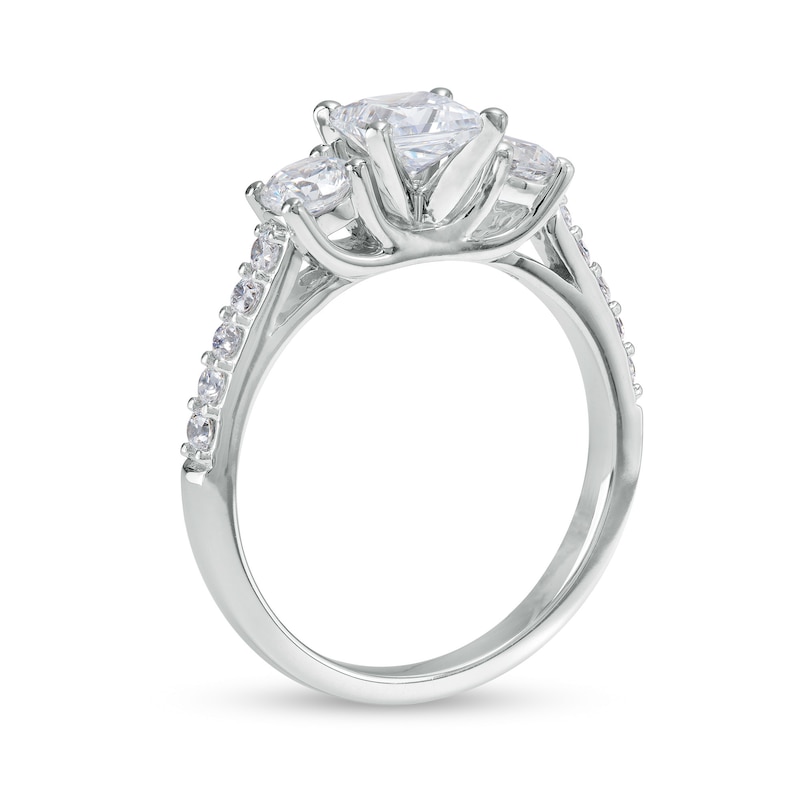 Main Image 3 of 1-1/2 CT. T.W. Princess-Cut Diamond Past Present Future® Engagement Ring in 14K White Gold