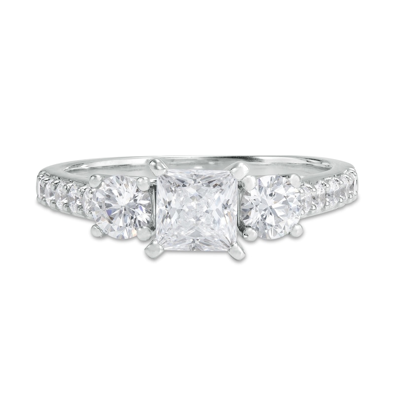 1-1/2 CT. T.W. Princess-Cut Diamond Past Present Future® Engagement Ring in 14K White Gold