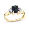 Emerald-Cut Blue Sapphire and 1/5 CT. T.W. Diamond Stepped Double Collar Ring in 14K Gold