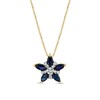 Thumbnail Image 1 of Marquise Blue Sapphire and 1/10 CT. T.W. Diamond Flower Pendant in 14K Gold
