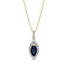 Thumbnail Image 1 of Marquise Blue Sapphire and 1/5 CT. T.W. Diamond Frame Drop Pendant in 14K Gold