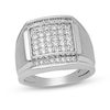 Thumbnail Image 1 of Men's 1 CT. T.W. Composite Square-Shaped Diamond Wedding Ring in Sterling Silver