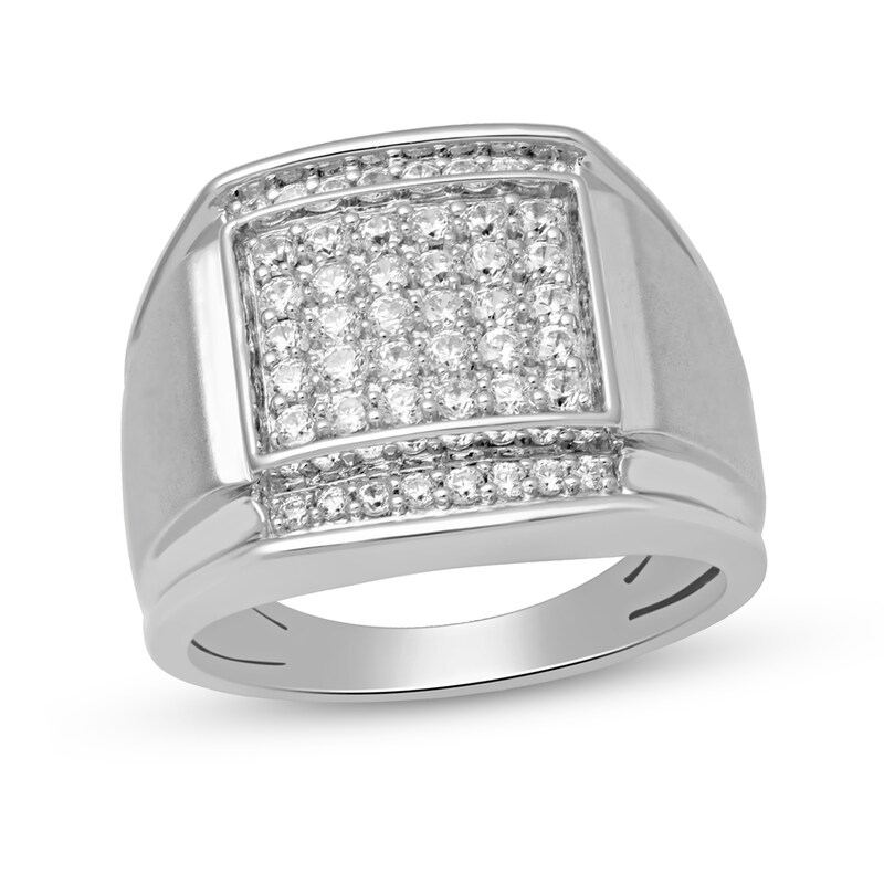 Main Image 1 of Men's 1 CT. T.W. Composite Square-Shaped Diamond Wedding Ring in Sterling Silver