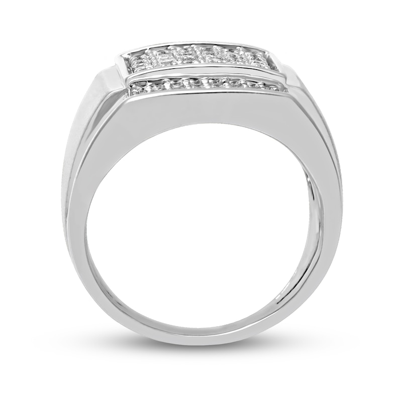 Main Image 3 of Men's 1 CT. T.W. Composite Square-Shaped Diamond Wedding Ring in Sterling Silver