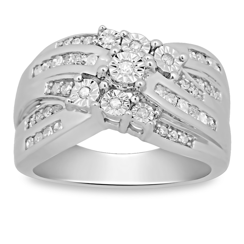 1/3 CT. T.W. Diamond Multi-Row Ring in Sterling Silver