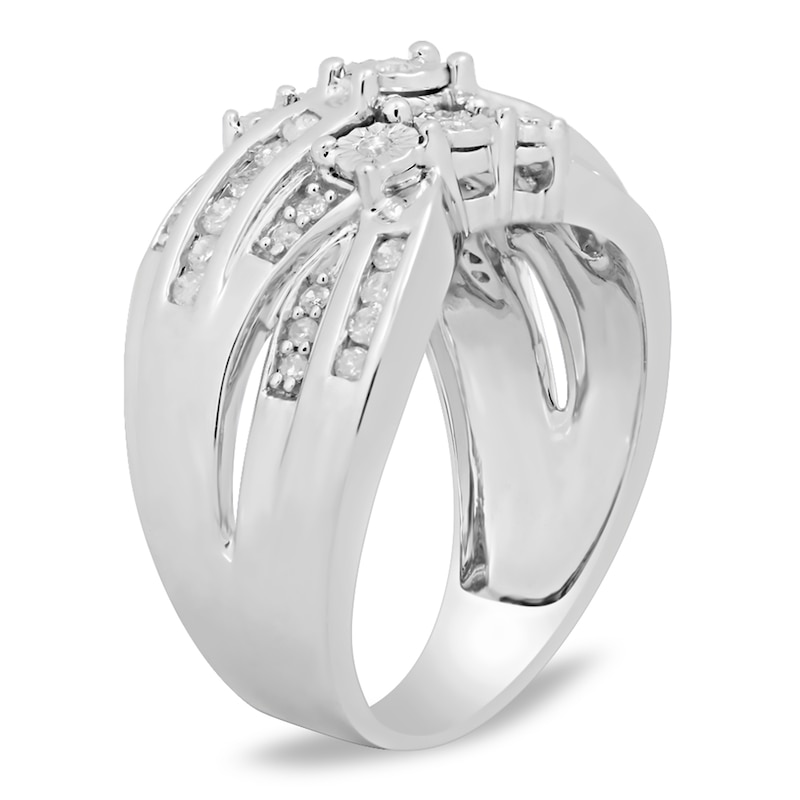 1/3 CT. T.W. Diamond Multi-Row Ring in Sterling Silver