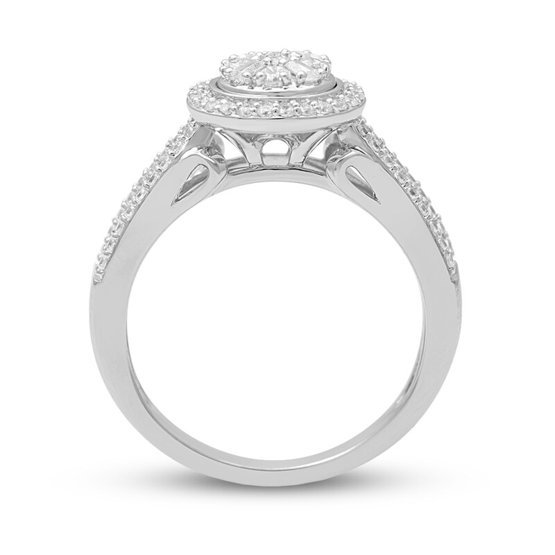 Main Image 3 of 1/2 CT. T.W. Composite Diamond Frame Split Shank Engagement Ring in 10K White Gold