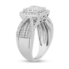1 CT. T.W. Composite Diamond Cushion-Shaped Frame Multi-Row Engagement Ring in 10K White Gold