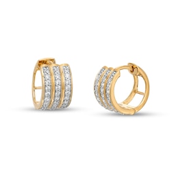 Men's 1/2 CT. T.W. Diamond Triple Row Huggie Hoop Earrings in 10K Gold