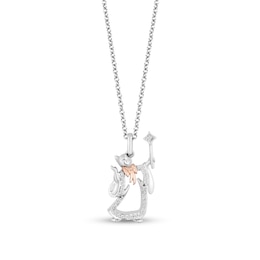 Enchanted Disney Cinderella 1/10 CT. T.W. Diamond Fairy Godmother Pendant in Sterling Silver and 10K Rose Gold – 19&quot;