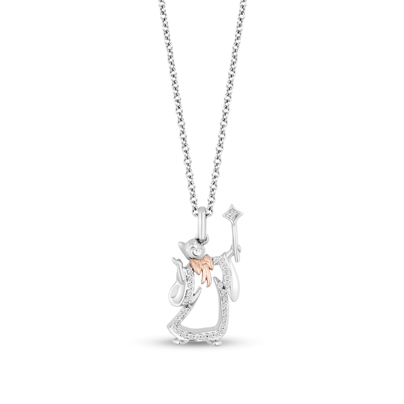 Main Image 1 of Enchanted Disney Cinderella 1/10 CT. T.W. Diamond Fairy Godmother Pendant in Sterling Silver and 10K Rose Gold – 19"