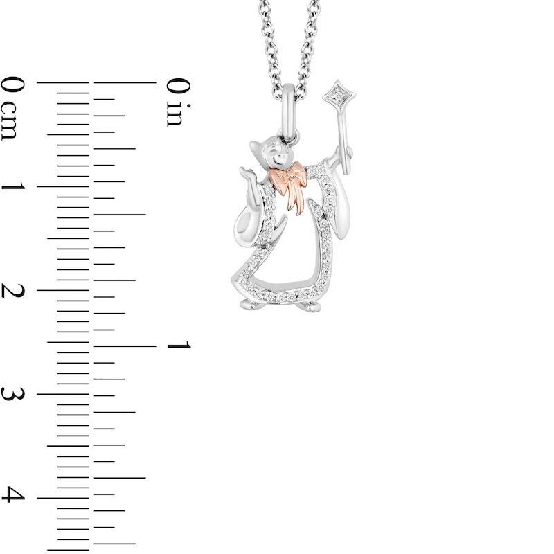 Main Image 3 of Enchanted Disney Cinderella 1/10 CT. T.W. Diamond Fairy Godmother Pendant in Sterling Silver and 10K Rose Gold – 19"