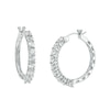 Thumbnail Image 1 of White Lab-Created Sapphire Hoop Earrings in Sterling Silver
