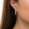 Thumbnail Image 2 of White Lab-Created Sapphire Hoop Earrings in Sterling Silver