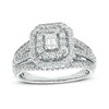 Thumbnail Image 1 of 1 CT. T.W. Emerald-Cut Diamond Double Frame Vintage-Style Engagement Ring in 14K White Gold