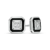 Men's 1/5 CT. T.W. Square-Cut Diamond Solitaire Octagonal Frame Stud Earrings in 10K White Gold and Black Ceramic