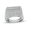 Thumbnail Image 0 of Men's 1-1/2 CT. T.W. Baguette and Round Diamond Multi-Row Alternating Ring in 10K White Gold