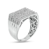 Thumbnail Image 2 of Men's 1-1/2 CT. T.W. Baguette and Round Diamond Multi-Row Alternating Ring in 10K White Gold