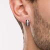 Thumbnail Image 1 of Men's 1/4 CT. T.W. Diamond Border Triple Row Hoop Earrings in 10K White Gold and Black Ceramic