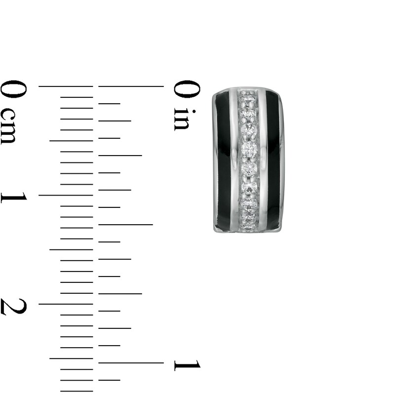 Men's 1/4 CT. T.W. Diamond Border Triple Row Hoop Earrings in 10K White Gold and Black Ceramic